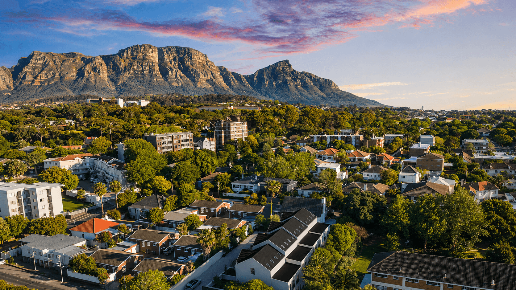 Tokai neighbourhood and surrounding mountains